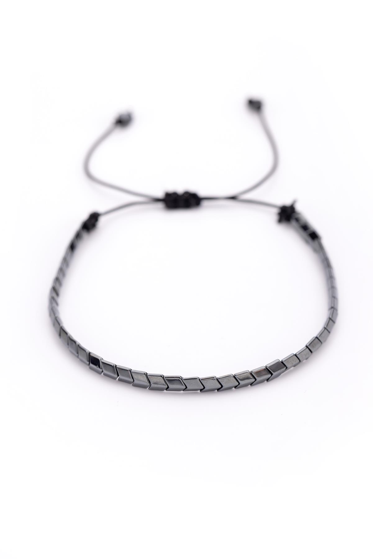 İnce Zarif Taşlı Hematit Bileklik