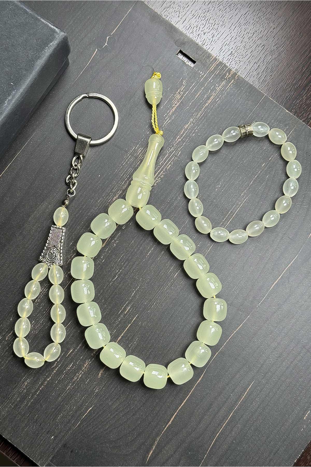 Kedi Gözü Tesbih - Anahtarlık - Bileklik Seti