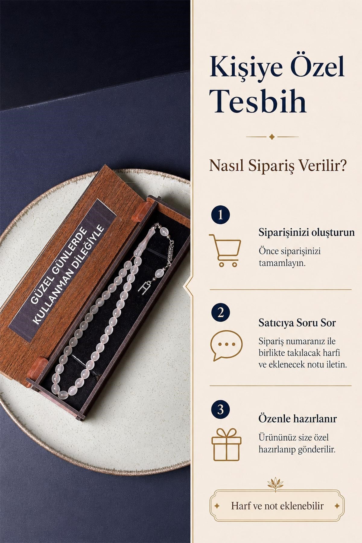 Kişiye Özel Kedi Gözü Tesbih Ahşap Kutulu | TesbihKenti
