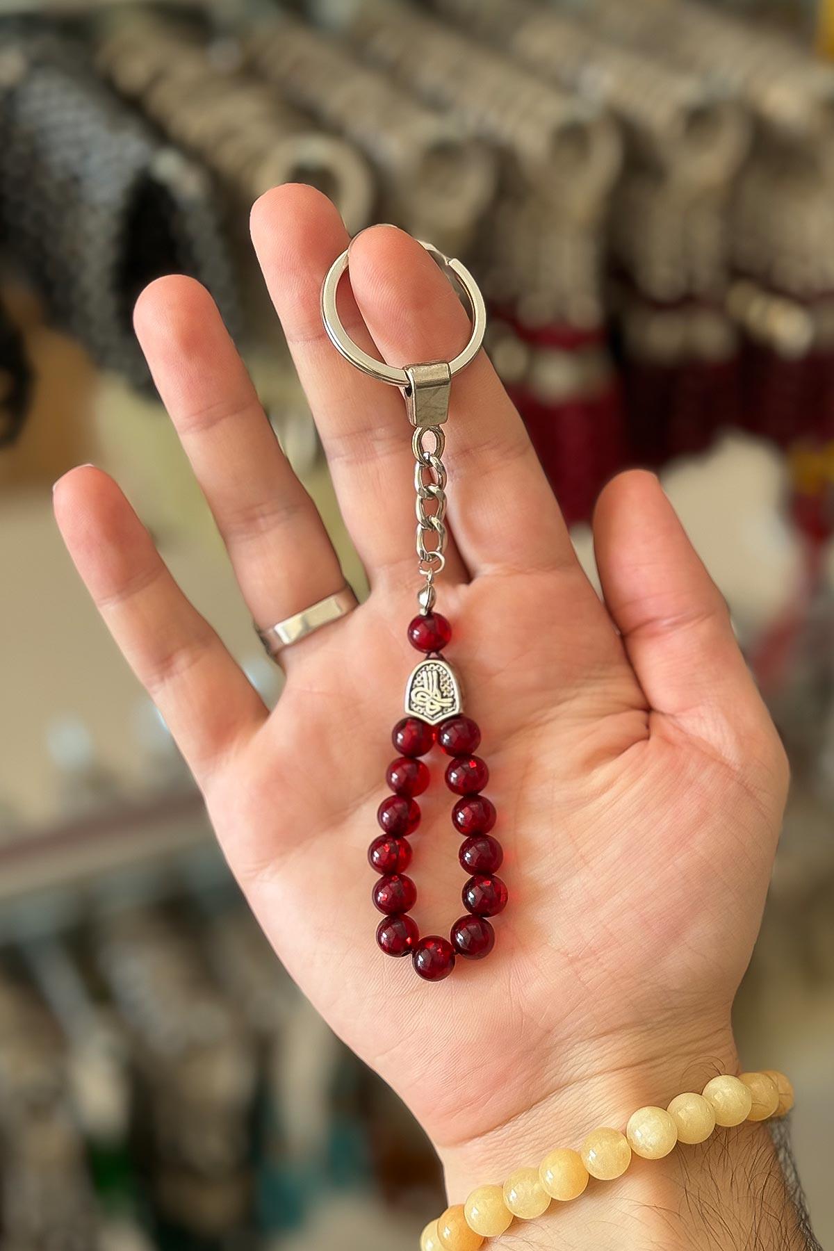 Küçük Kırımızı Küre Tesbih Anahtarlık