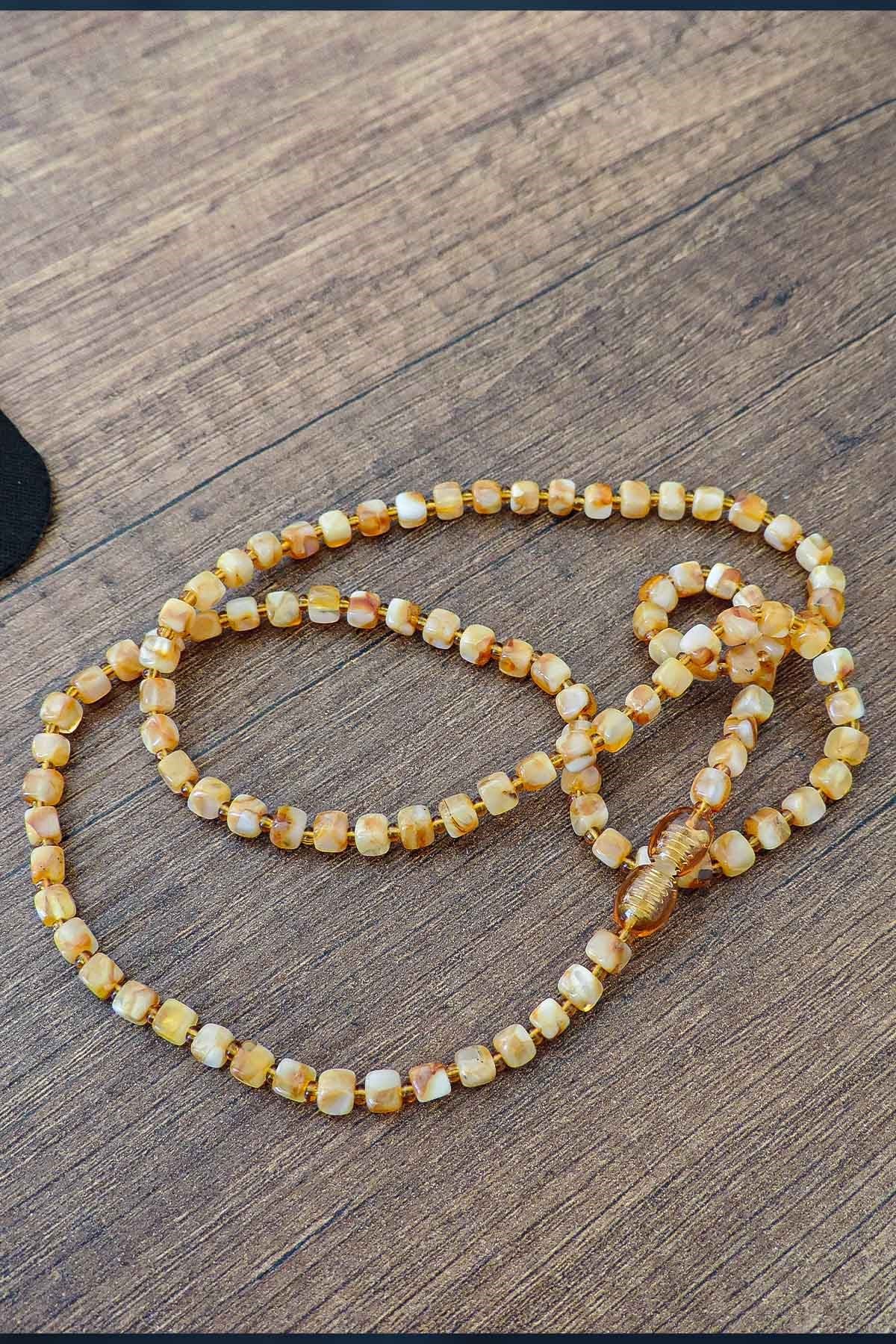 Küp Tane Damla Kehribar Kolye