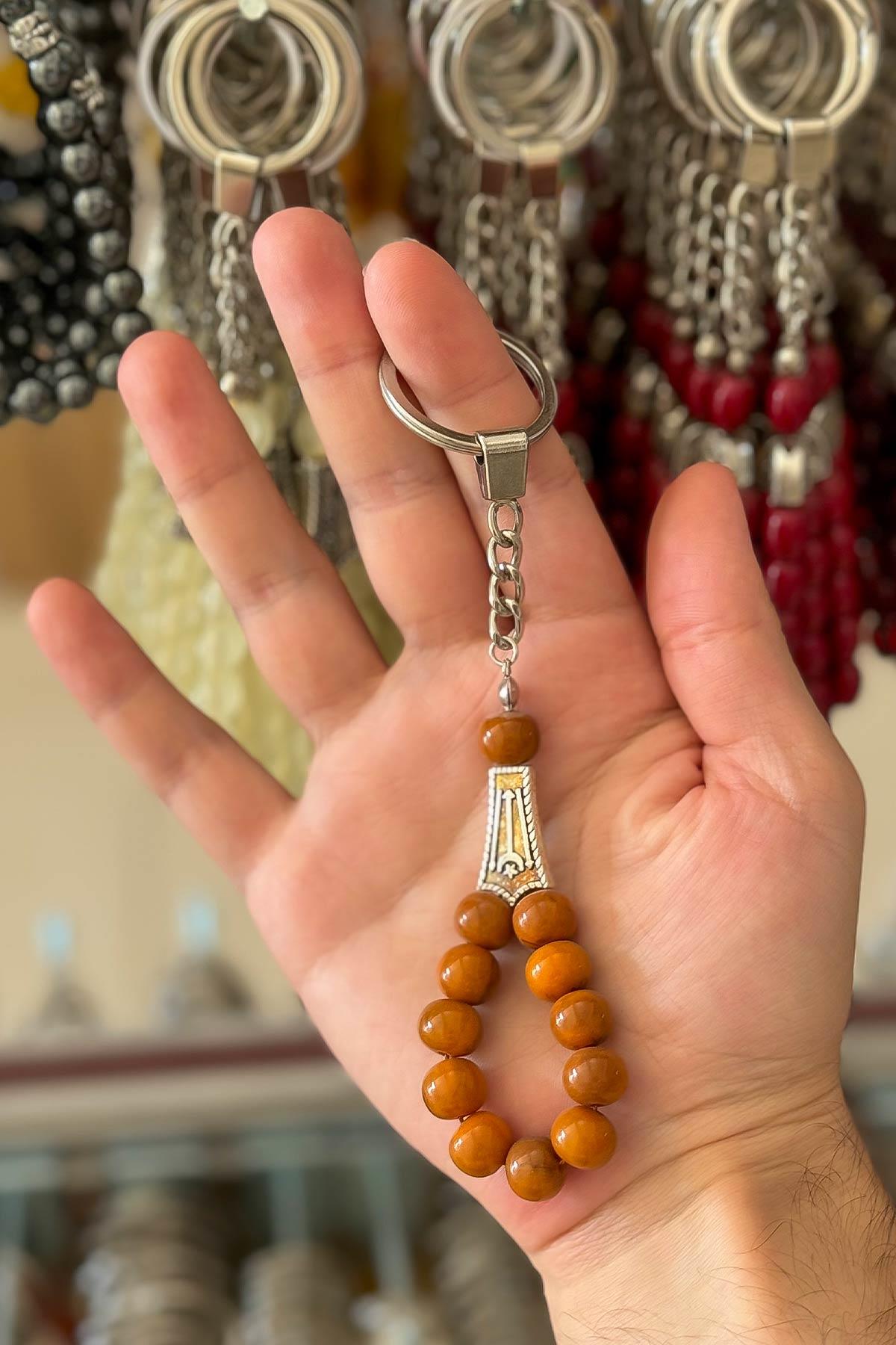 Küre Açık Kahve Tesbih Anahtarlık