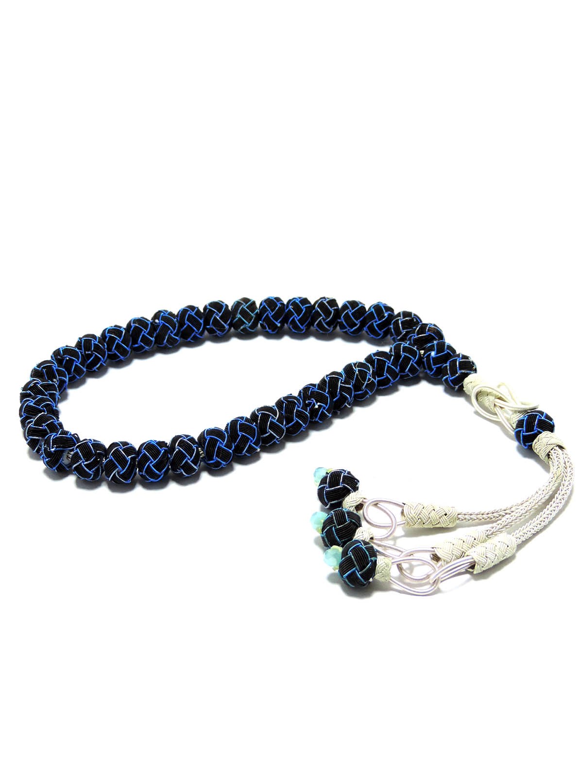 Lacivert Renk Bakır Kazaz Örme Tesbih