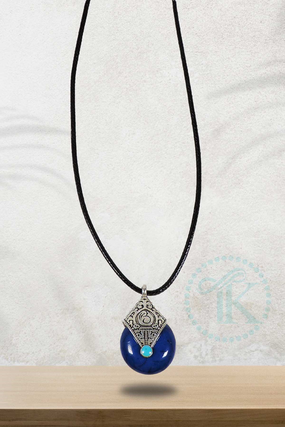 Lacivert Taşlı Kolye