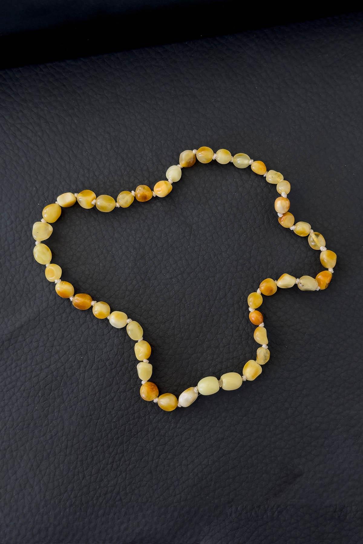 Mat Sarı Tonda Bebekler İçin Kehribar Kolye