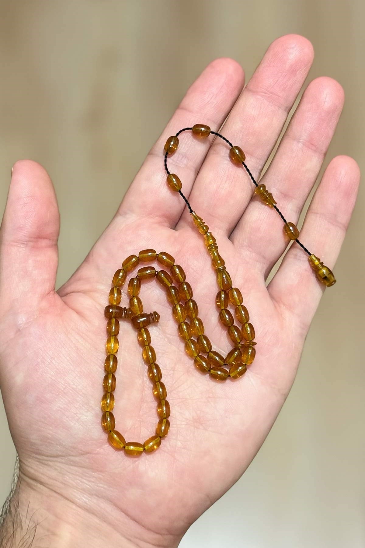 Mini Boy 45 Habbeli Ateş Kehribar Tesbih | TesbihKenti