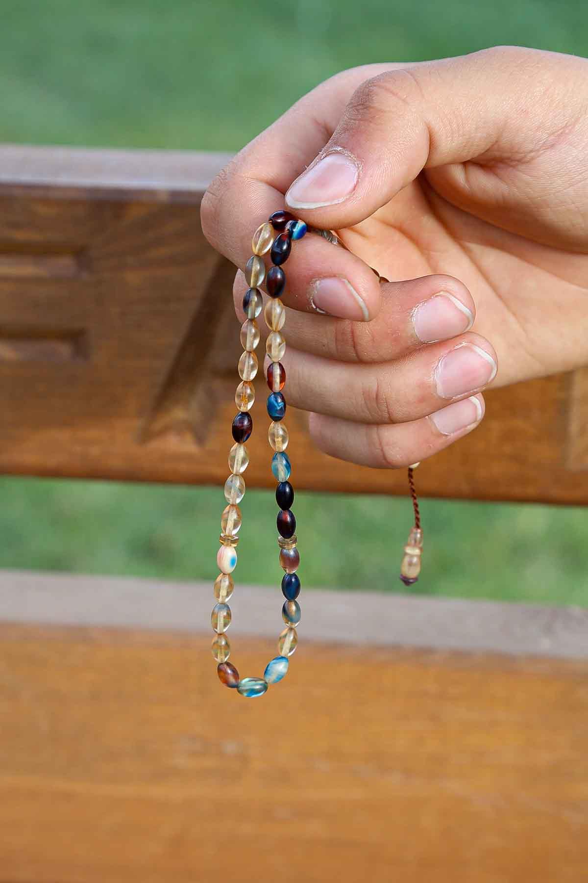 Minik Boy Usta İşçilik Karma Renk Ateş Kehribar Tesbih