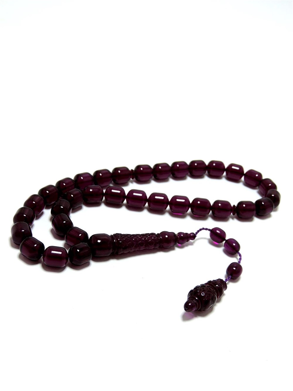 Motifli İmame Koyu Mor Rengi Toz Kehribar