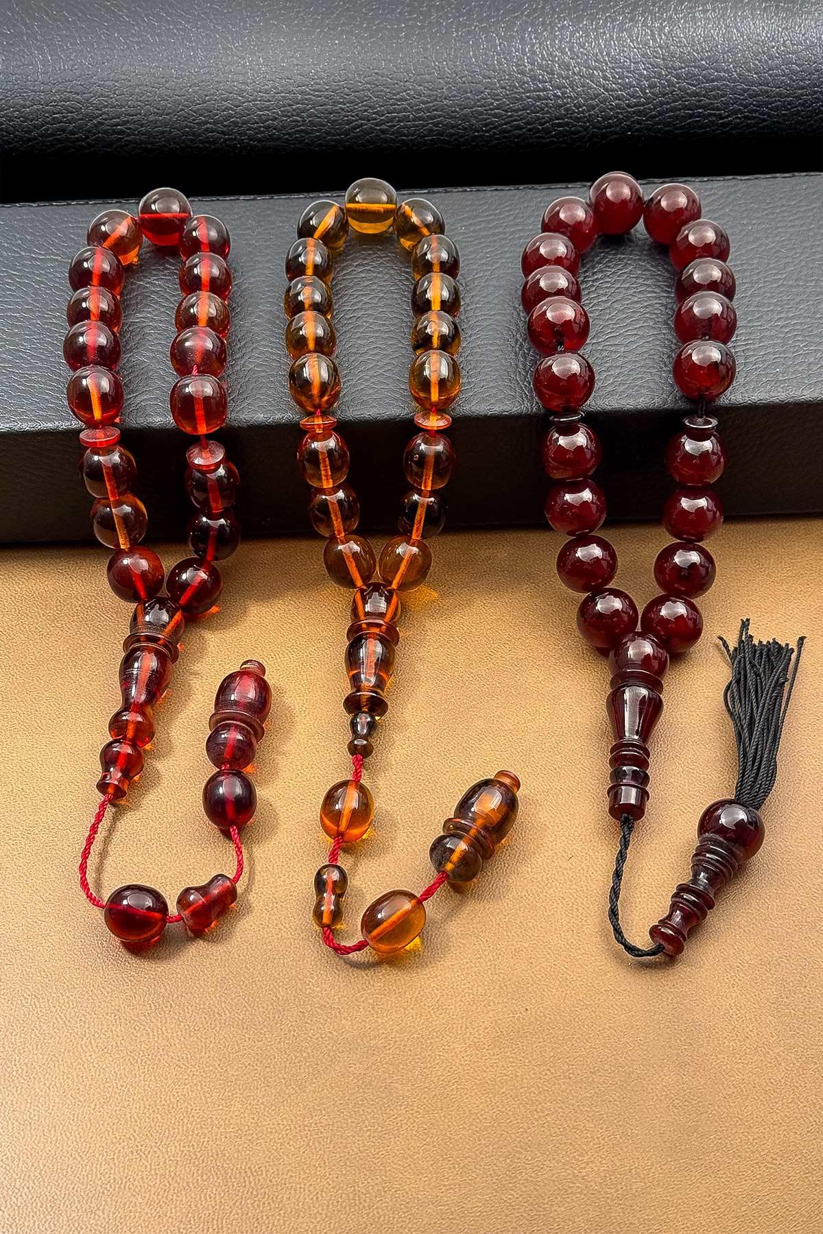Özel Seri 3'lü Ateş Kehribar 17'lik Maskot Tesbih
