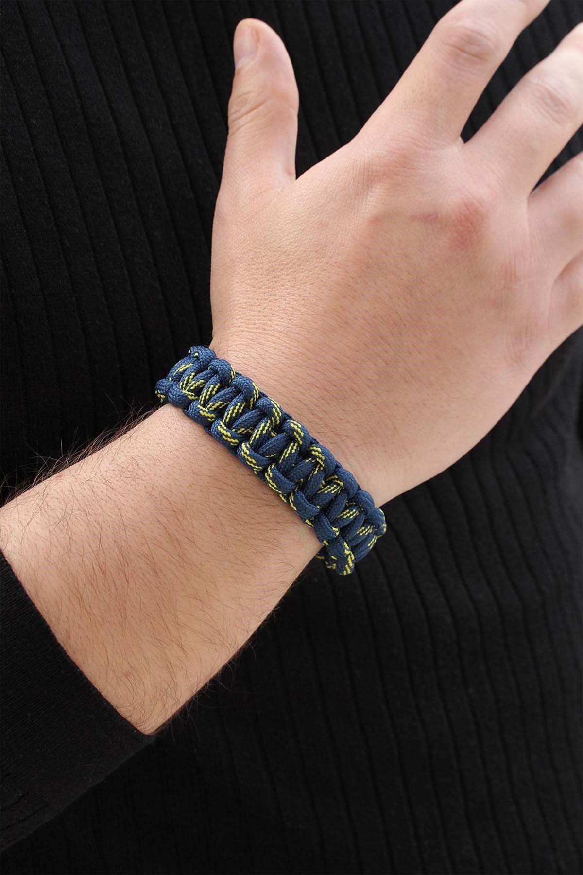 Sarı ve Lacivert Renk Paracord Bileklik