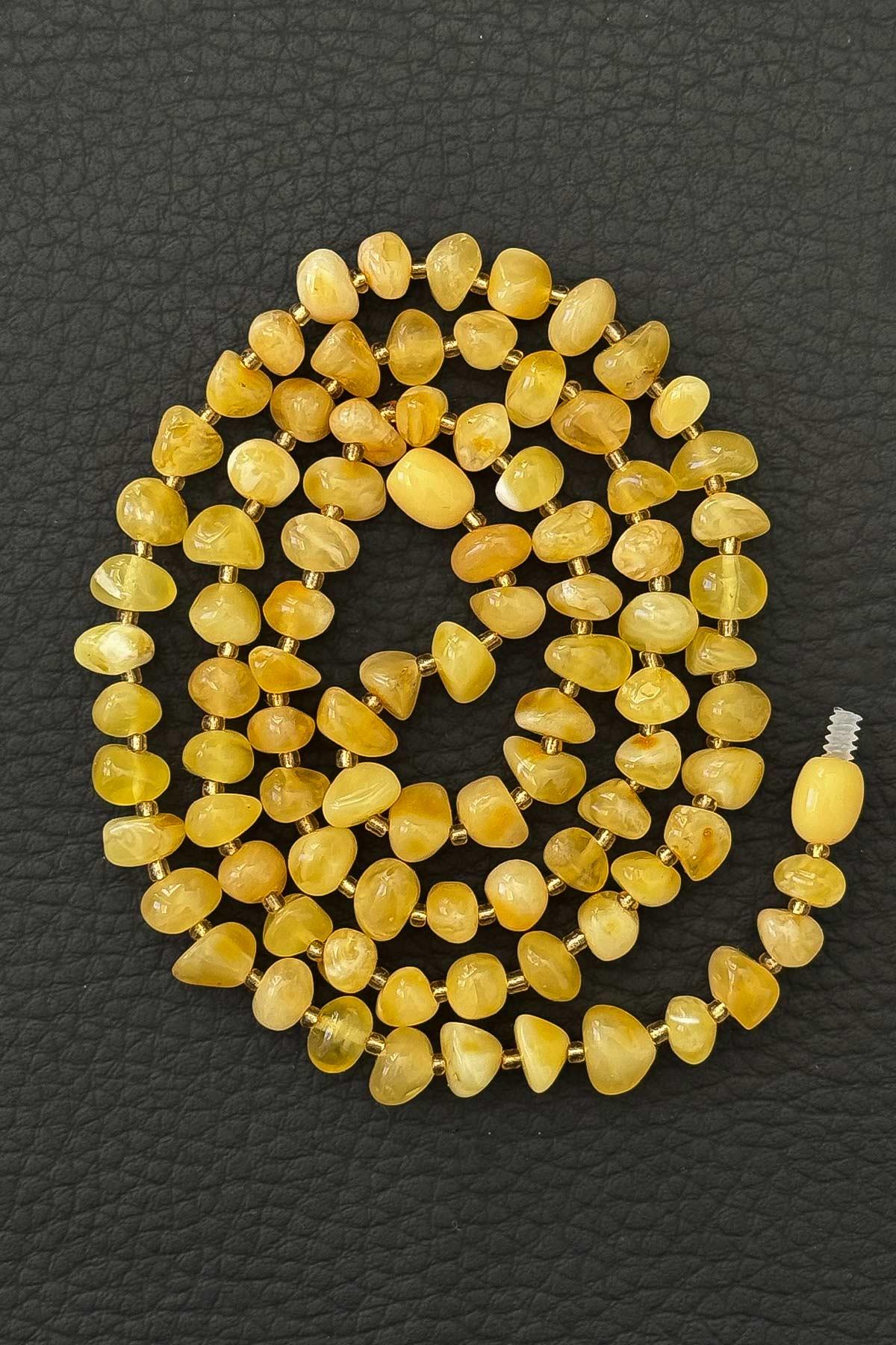 Seccar Cins Damla Kehribar Kolye