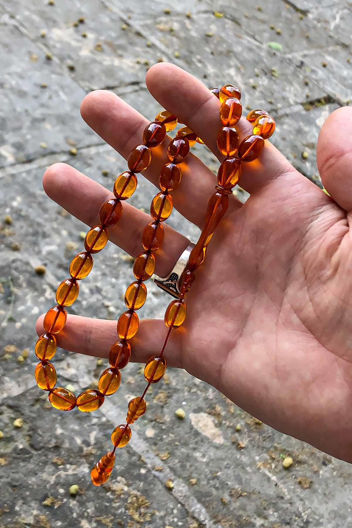 Üst Sınıf Malzemeden Fırınlanmış Ali Eriş Yapım Ateş Kehribar Tesbih