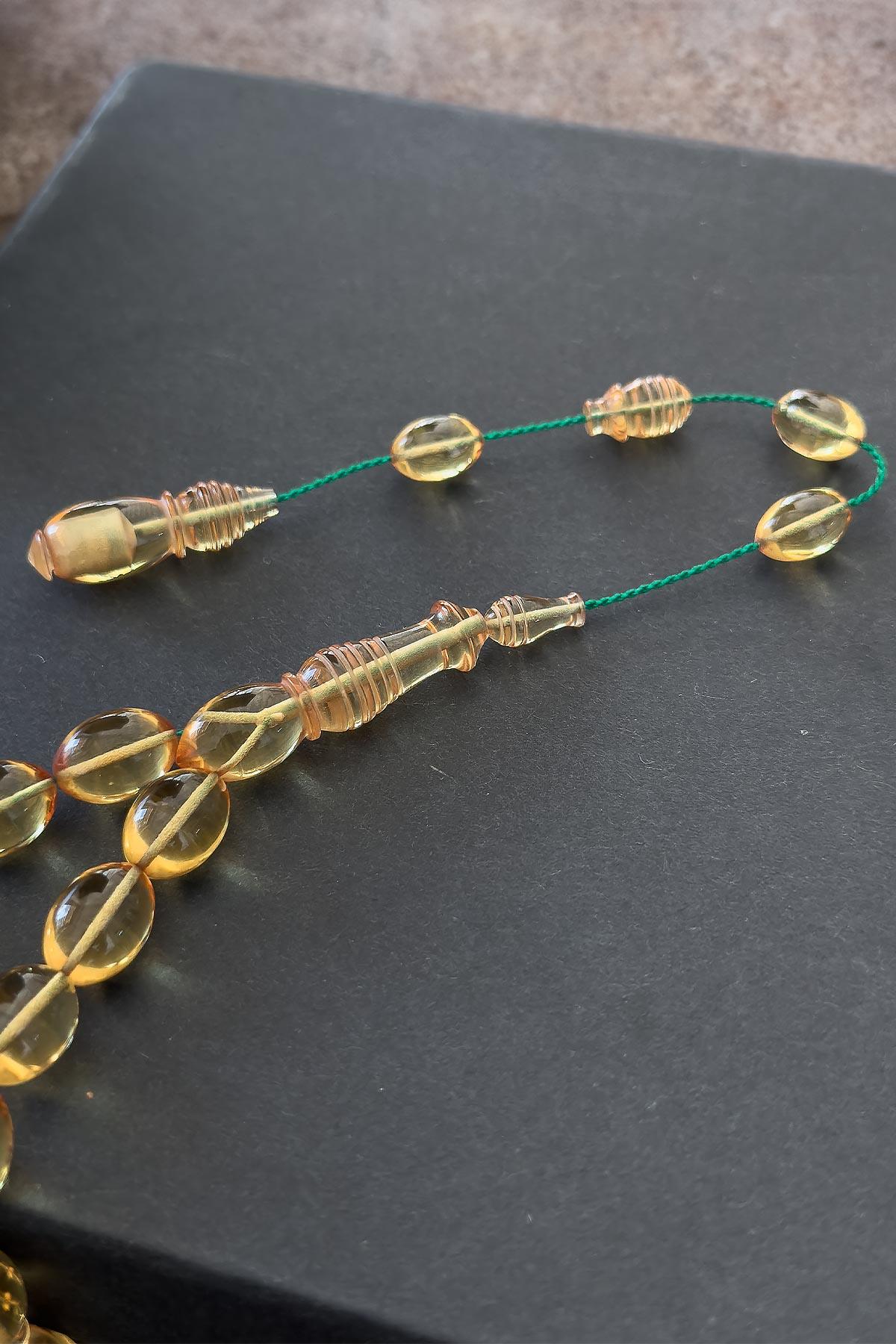 Usta İşçilik Güzel Çekimli Ateş Kehribar Tesbih