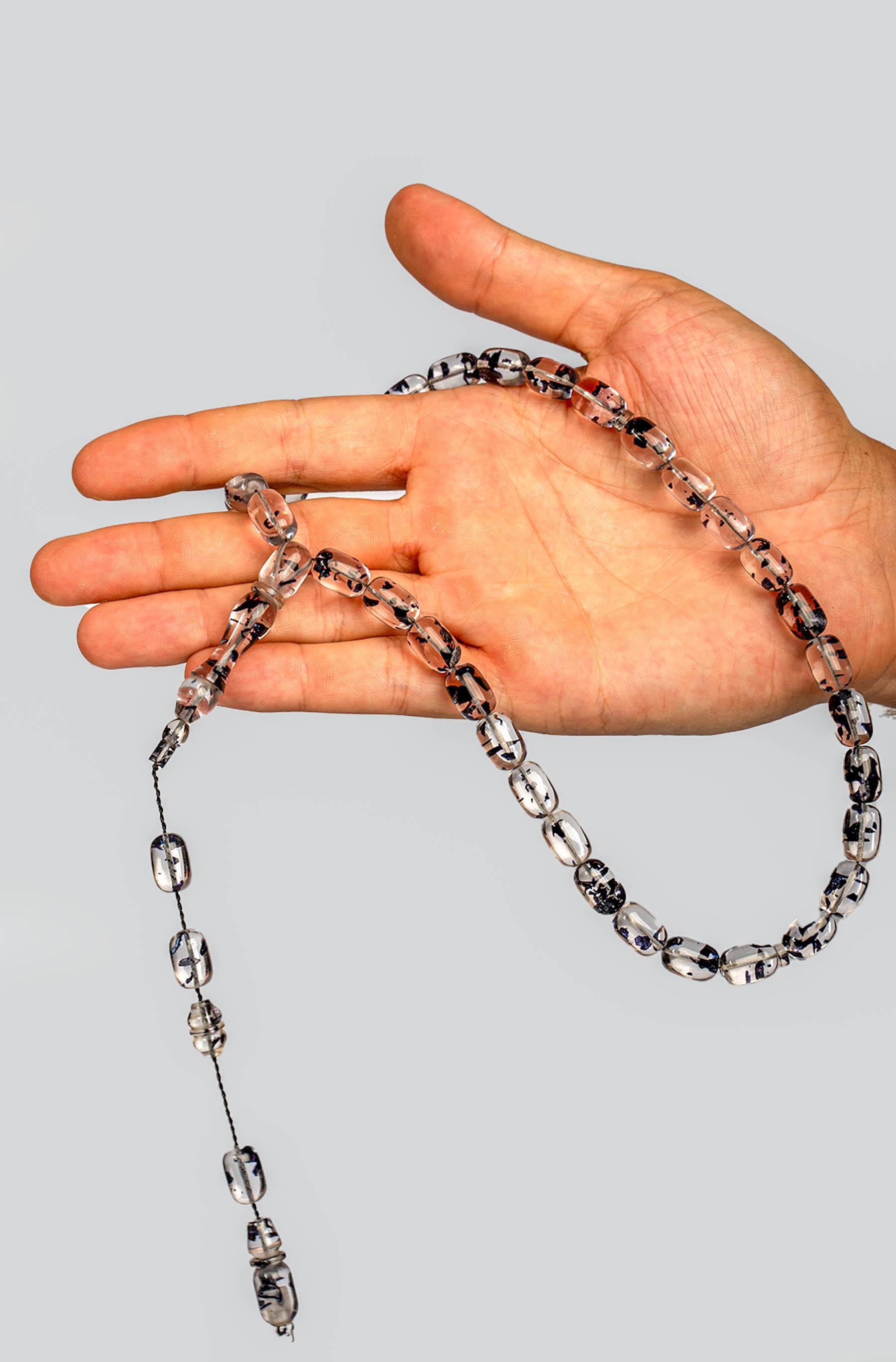 Usta İşçilik Kapsül Tane Siyah Parçacıklı Uçak Camı Tesbih