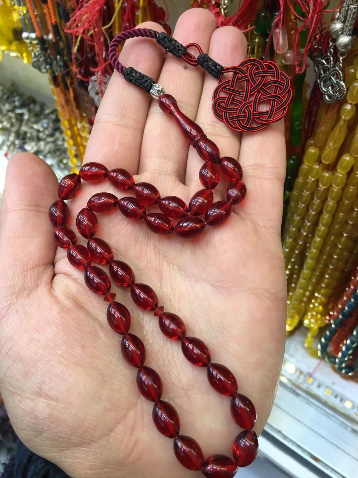 Vişne Renk Bakır Kazaz Püsküllü Ateş Kehribar