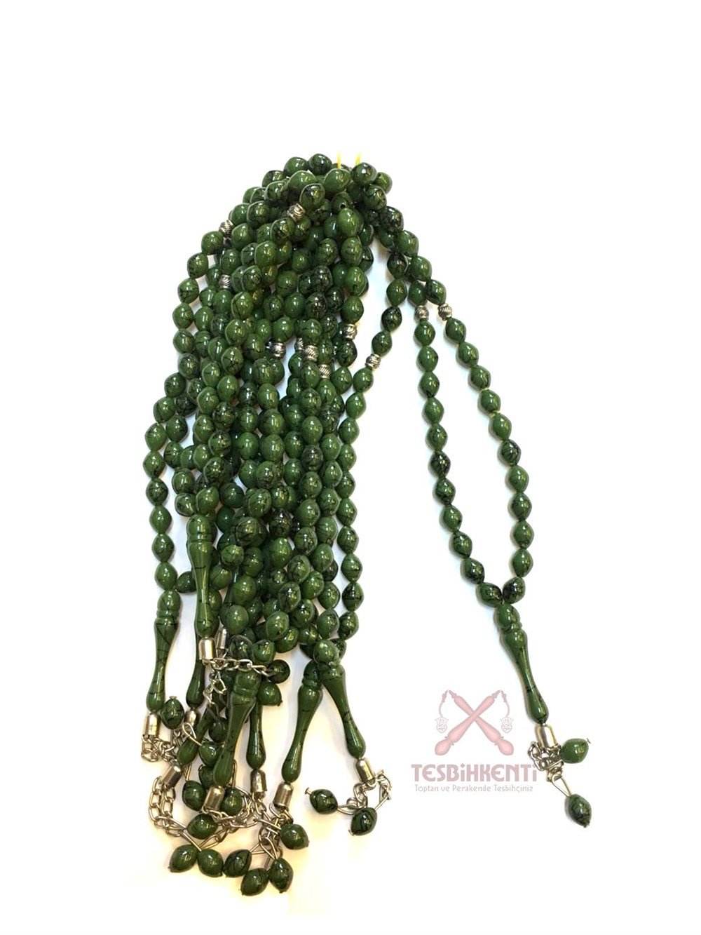 Yeşil siyah Çizgili 33 lü Tesbih