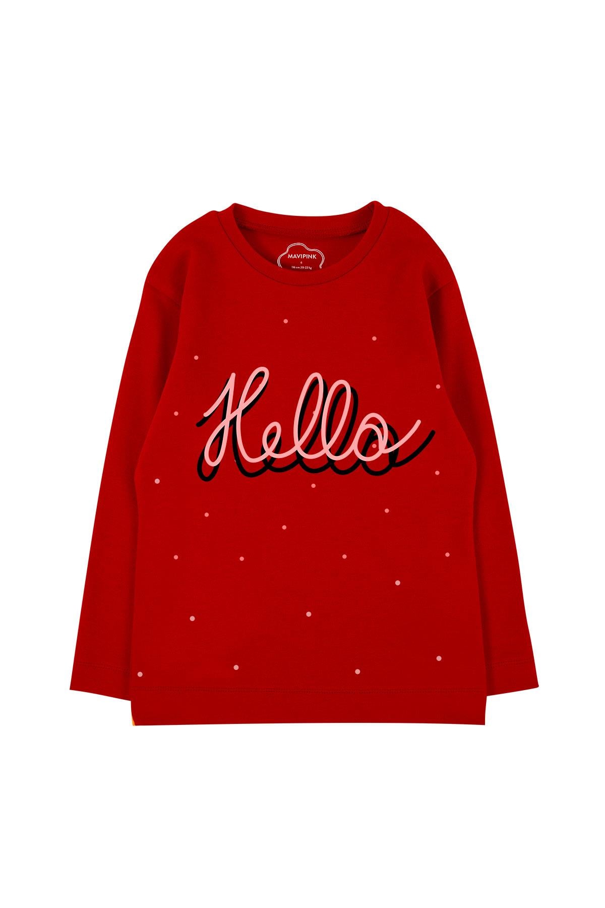 24SS0454 Hello Pamuklu Uzun Kol T-Shirt Kırmızı