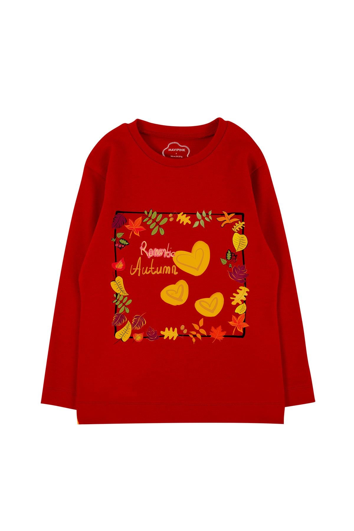 24SS0455 Romantic Autumn Pamuklu Uzun Kol T-Shirt Kırmızı