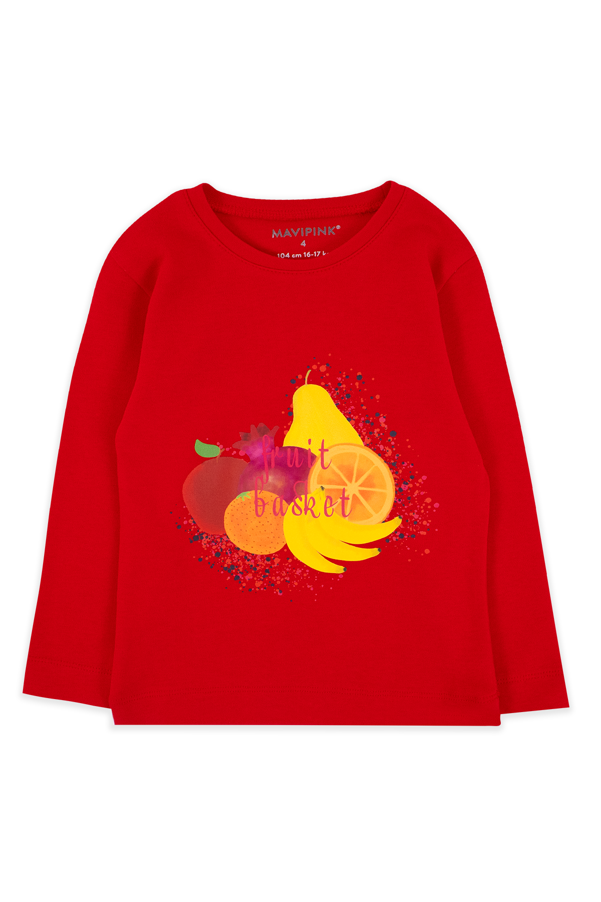 Mavipink 230902007 Kız Fruit Basket Uzun Kol T-Shirt Kırmızı