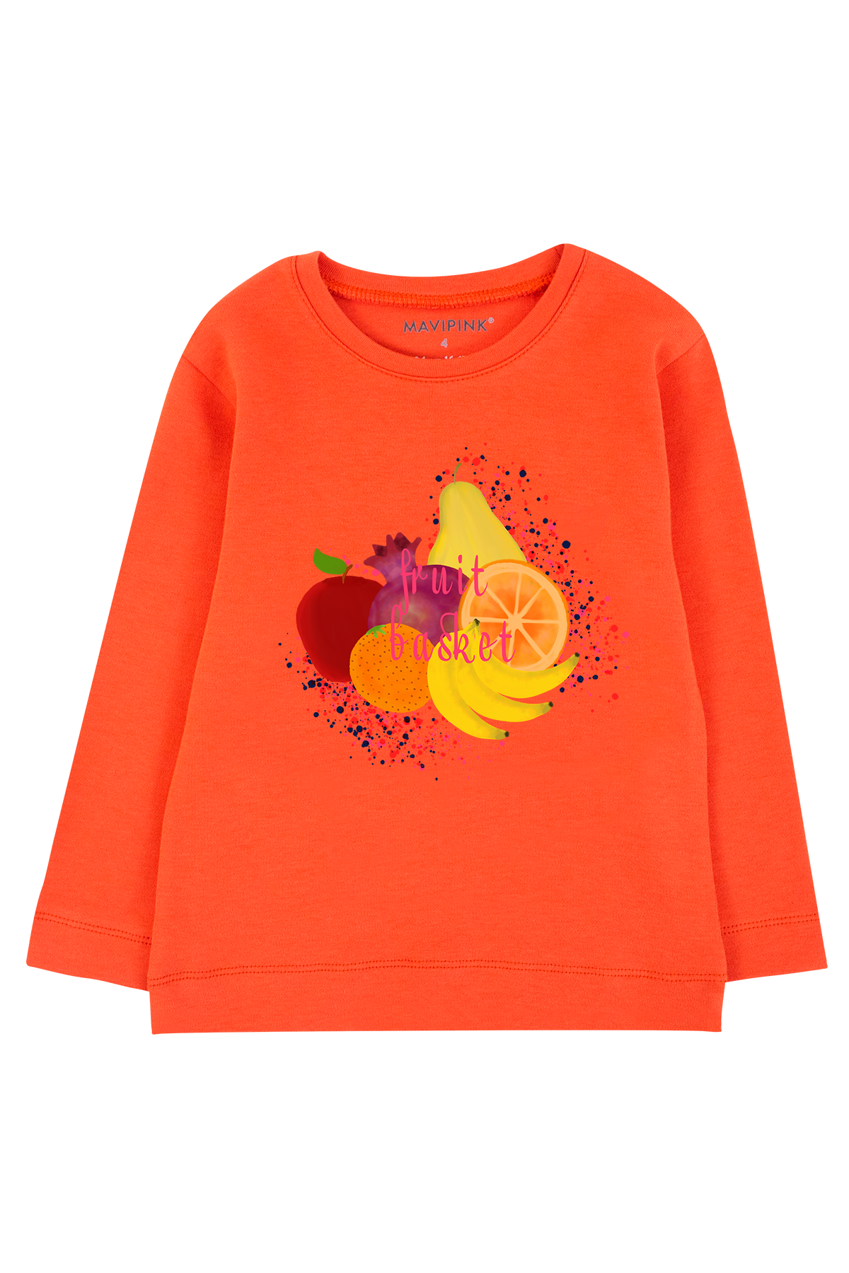 Mavipink 230902021-şeftali Kız Fruit Basket Uzun kol T-Shirt Şeftali