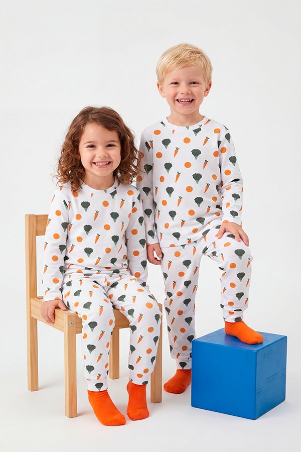 Brokoli Desenli Pamuklu Pijama Takımı