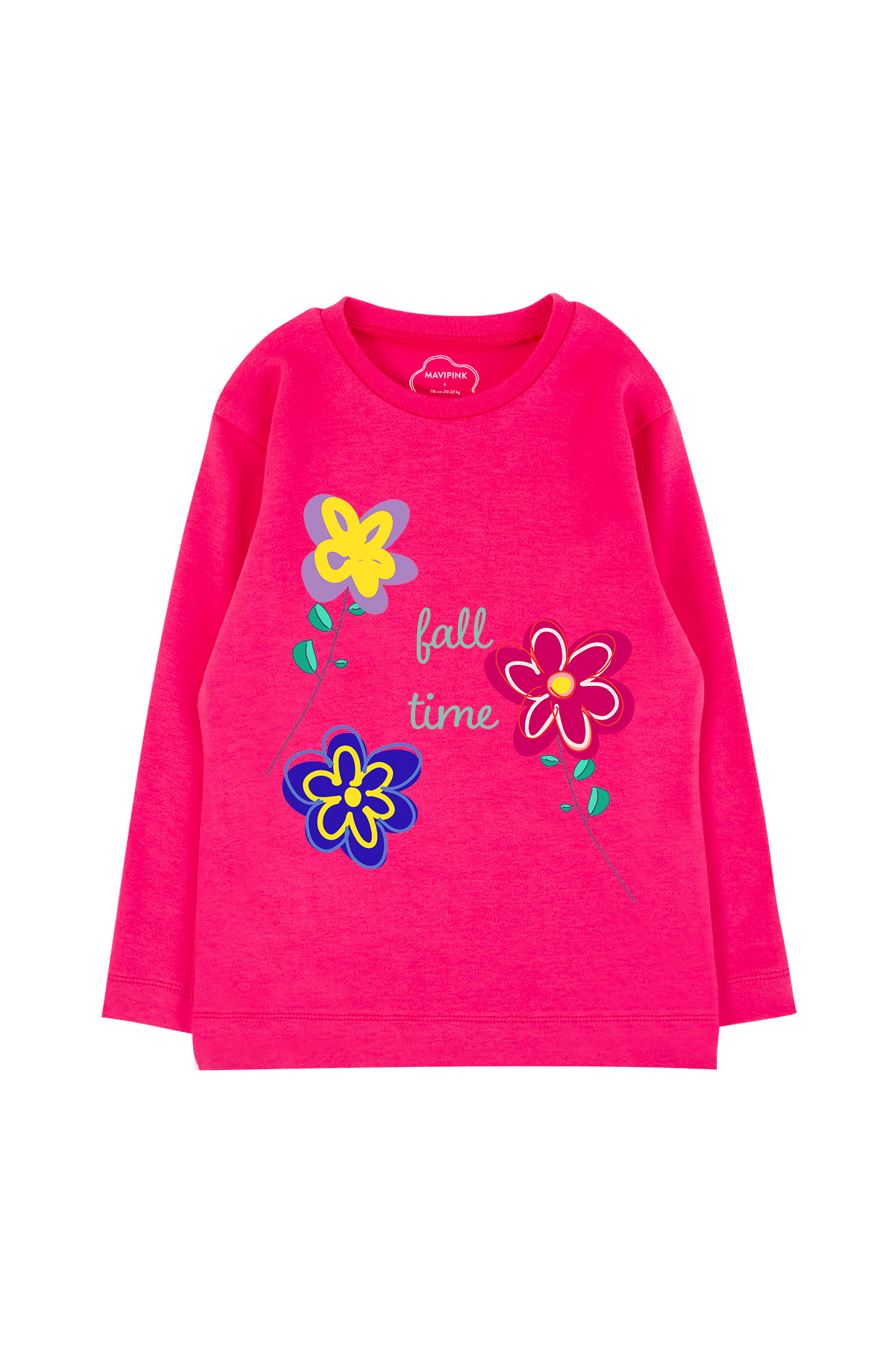 Mavipink 24SS0457 Fall Time Pamuklu Uzun Kol T-Shirt Fuşya