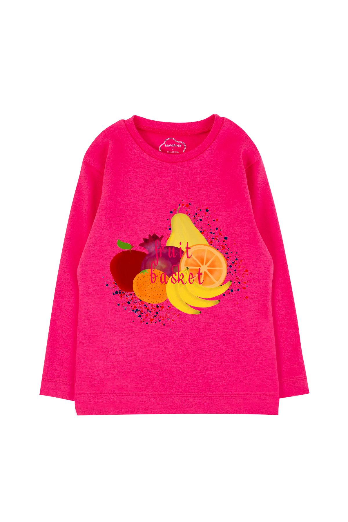 Mavipink 24SS0458 Fruit Basket Pamuklu Uzun Kol T-Shirt Fuşya