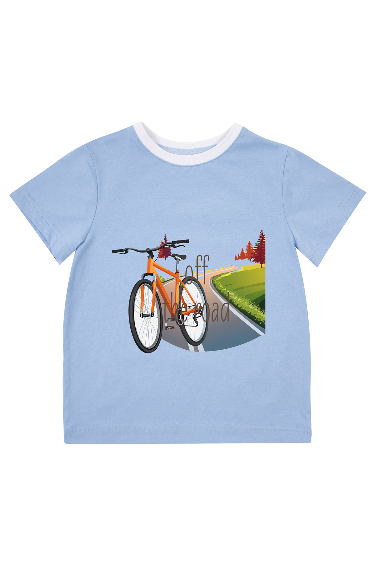 Mavipink 2510404 Erkek Çocuk Mavi Renk Off the Road Baskılı Kısa Kol T-Shirt