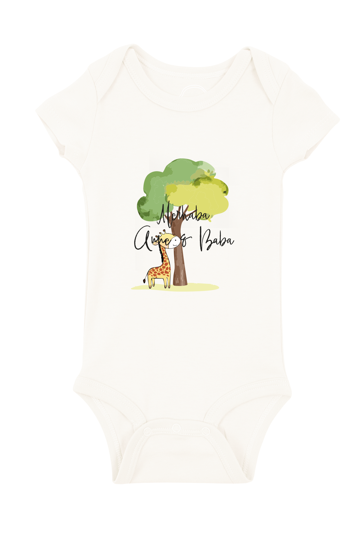 Unisex Bebek Pamuklu Ağaç Baskılı Kısa Kollu Zıbın Body