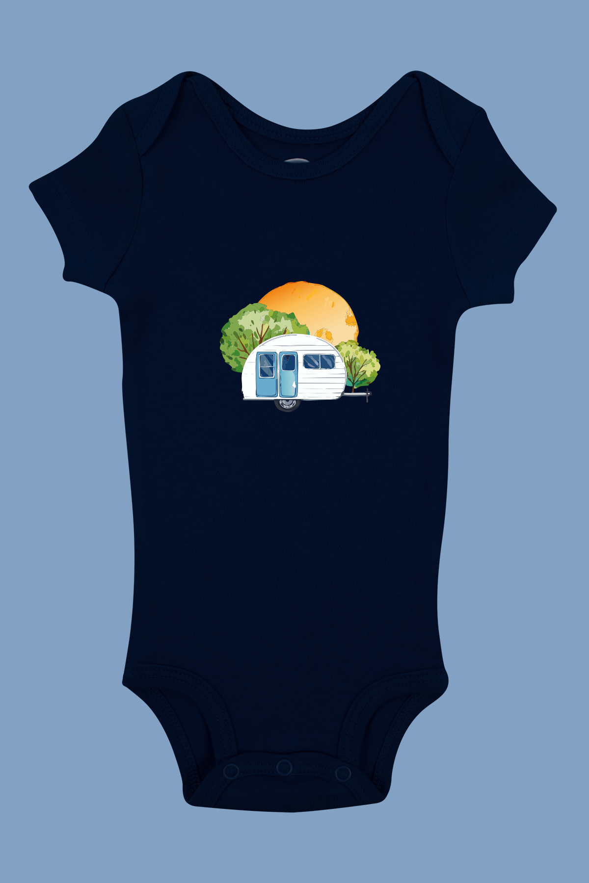 Erkek Bebek Pamuklu Karavan Baskılı Kısa Kollu Zıbın Body