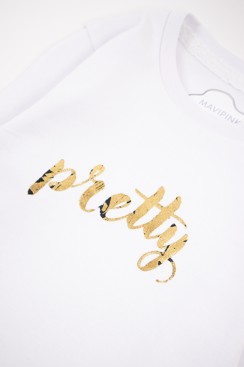 Kız Bebek Pretty Baskılı T-Shirt ve Alt 2li Takım