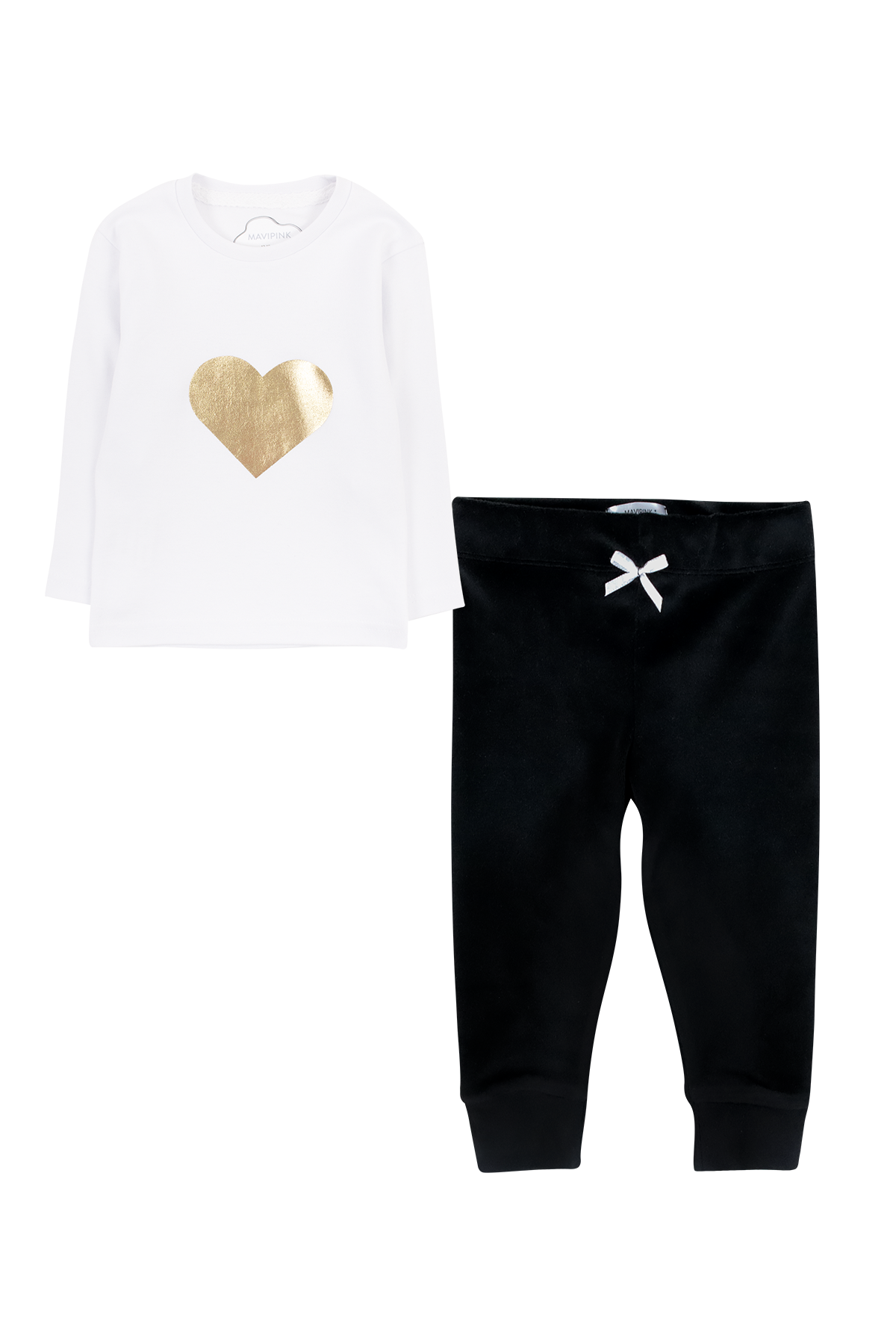 Kız Bebek Kalp Baskılı T-Shirt ve Alt 2li Takım