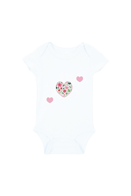 24SS011011 Kalpli Çiçekli Tekli Body Zıbın Beyaz