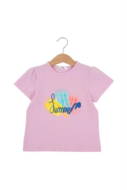 24SS0409 Summer Dondurma Pamuklu Kısa Kol T-Shirt Pembe