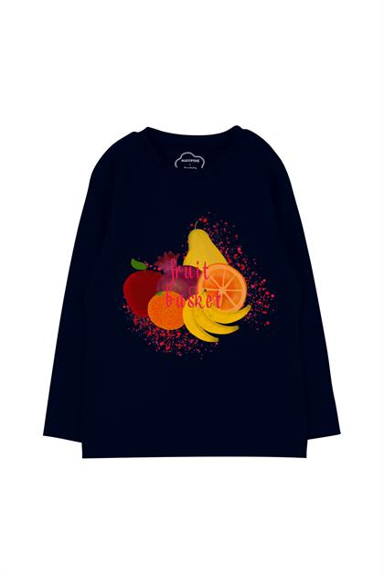 24SS0420 Fruit Basket Pamuklu Uzun Kol T-Shirt Lacivert
