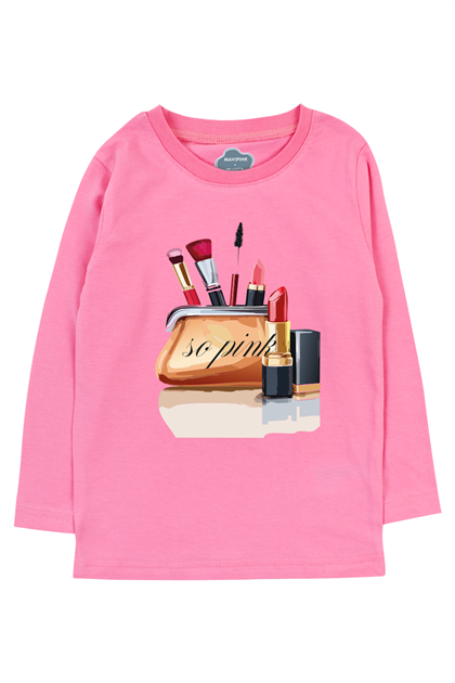 Kız Çocuk Pamuklu So Pink Pembe Uzun Kol T-Shirt