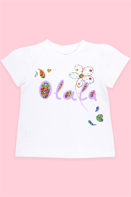Mavipink 24SS0431 Olala Baskılı Tişört Beyaz