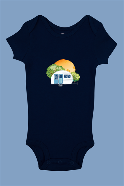 Erkek Bebek Pamuklu Karavan Baskılı Kısa Kollu Zıbın Body