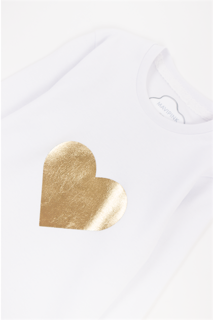 Kız Bebek Kalp Baskılı T-Shirt ve Alt 2li Takım