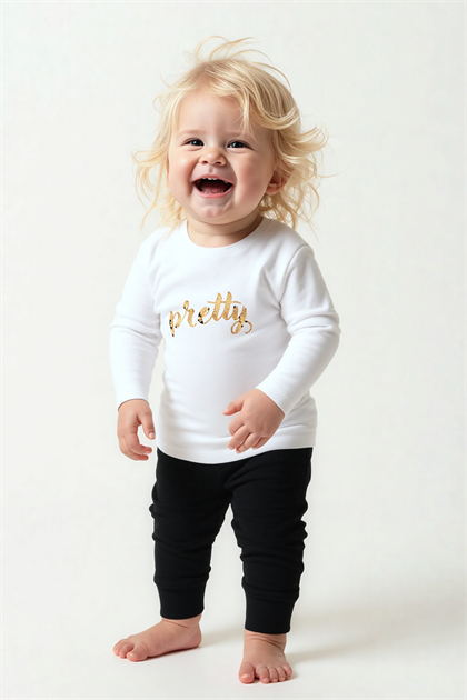 Kız Bebek Pretty Baskılı T-Shirt ve Alt 2li Takım