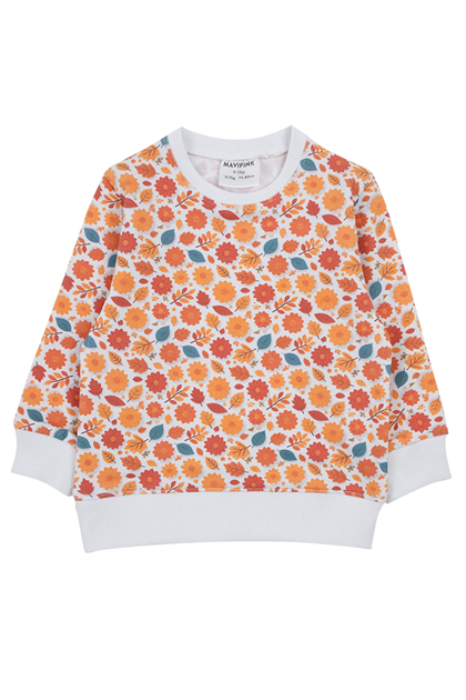 Kız Bebek Çiçekli Sweatshirt ve Kadife Taytlı 2li Takım