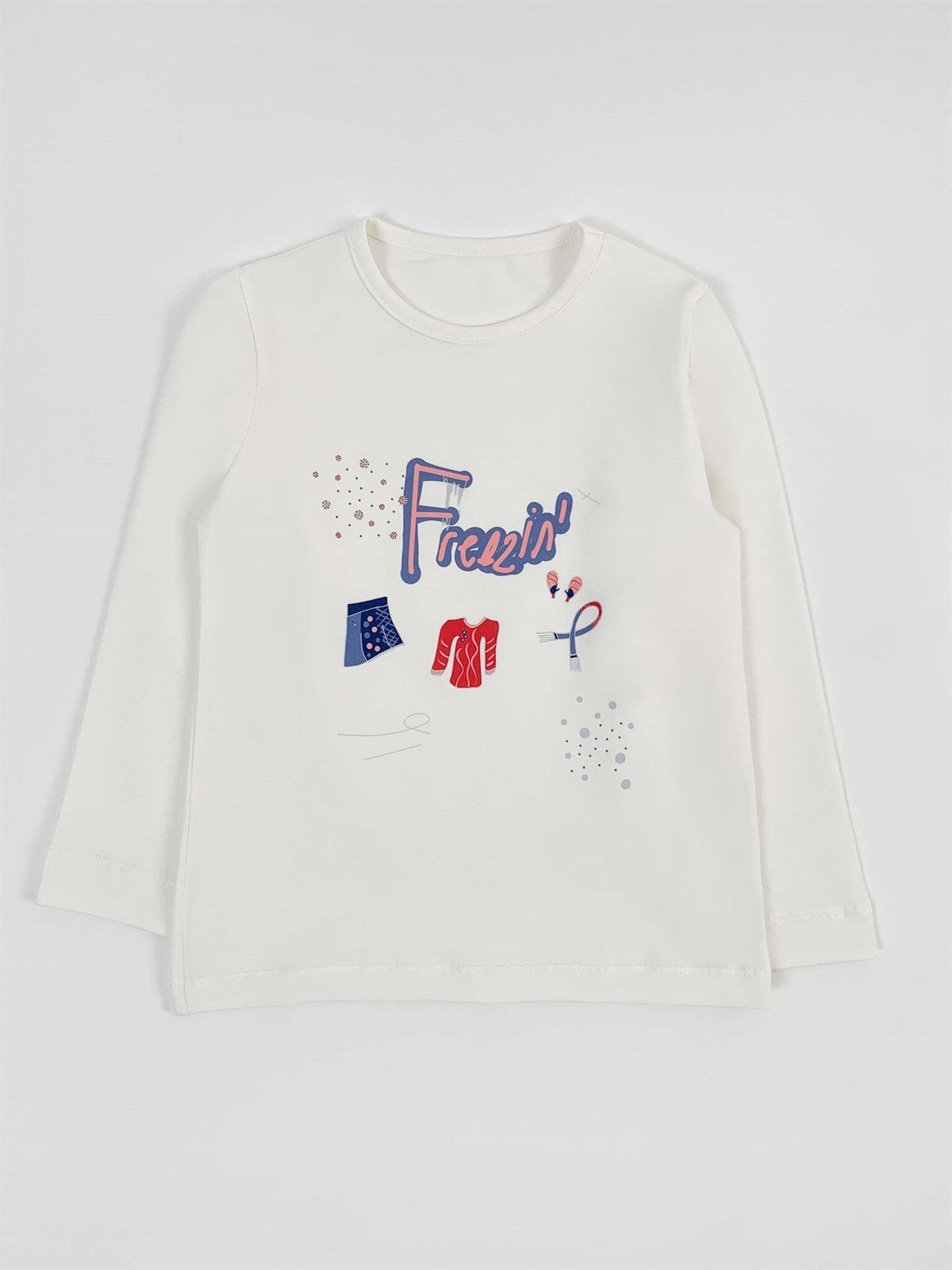 2101004 Kız Çocuk Uzun Kol T-Shirt Ekru