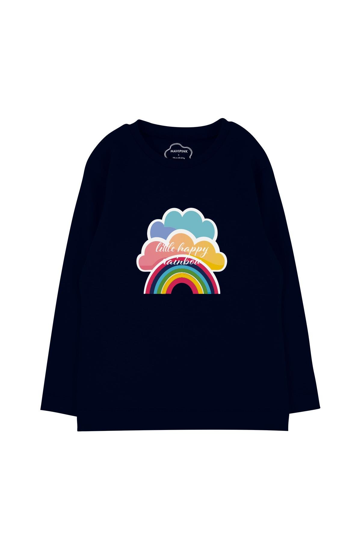 Happy Rainbow PLong Sleeve T-Shirt Navy