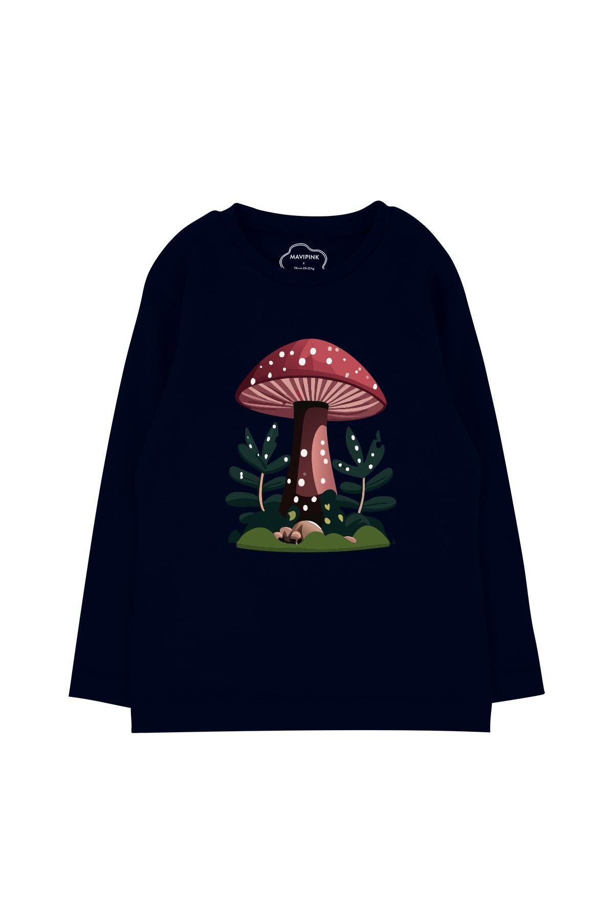 Mushroom Long Sleeve T-Shirt Navy