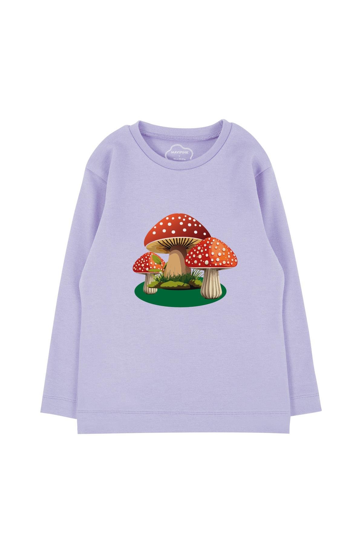 Mushroom Villiage Long Sleeve T-Shirt Lilac