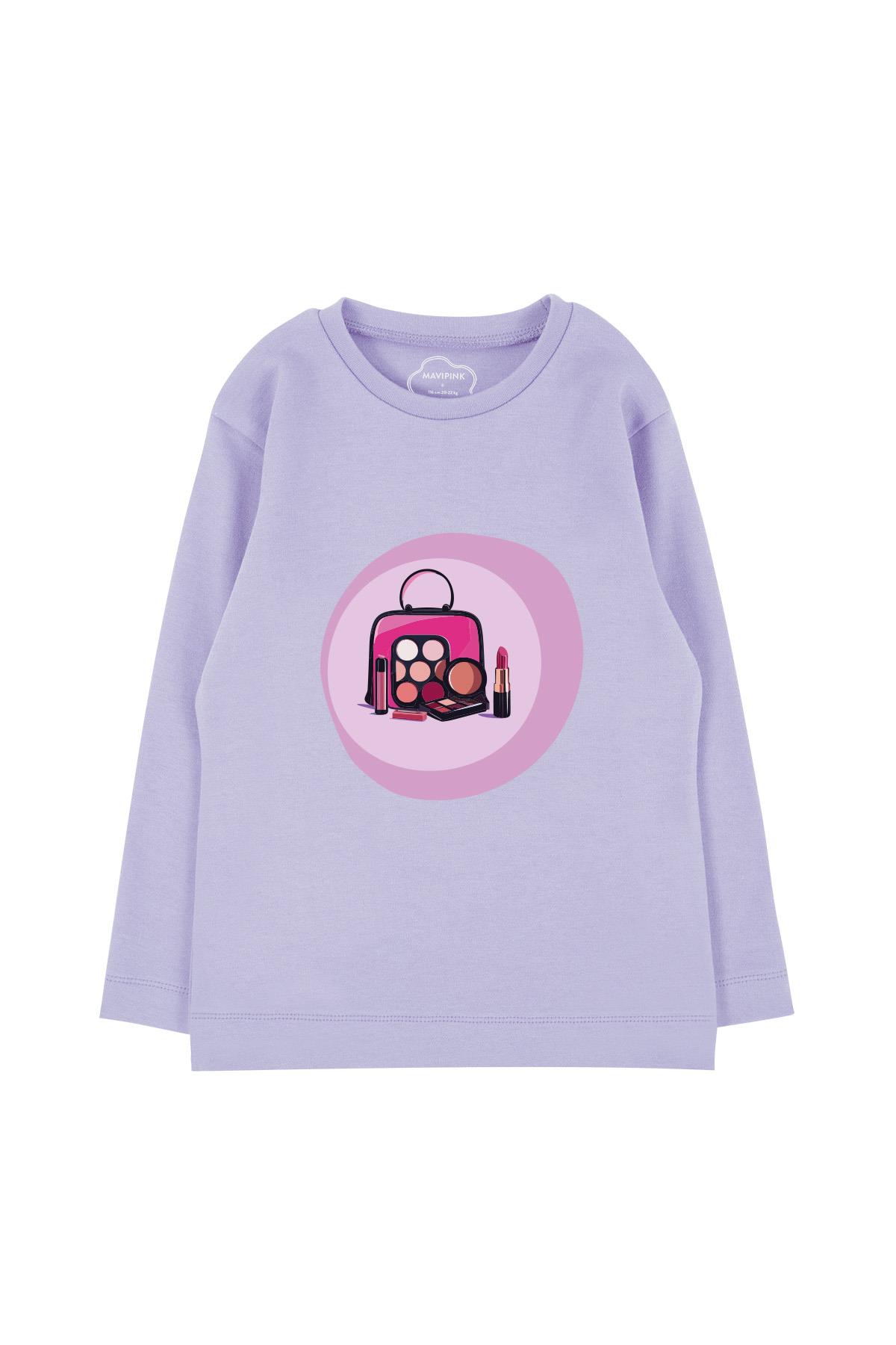 Make Up Bag Long Sleeve T-Shirt Lilac