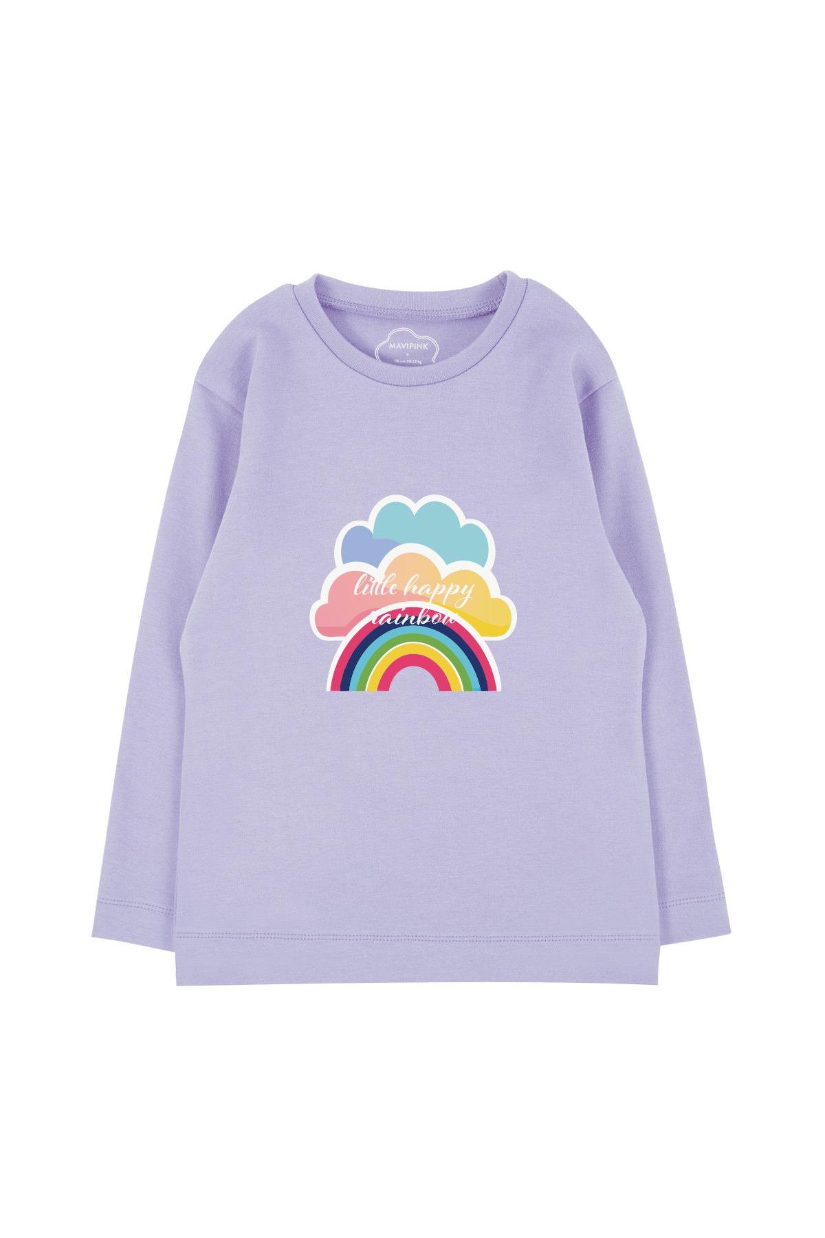 Happy Rainbow Long Sleeve T-Shirt Lilac