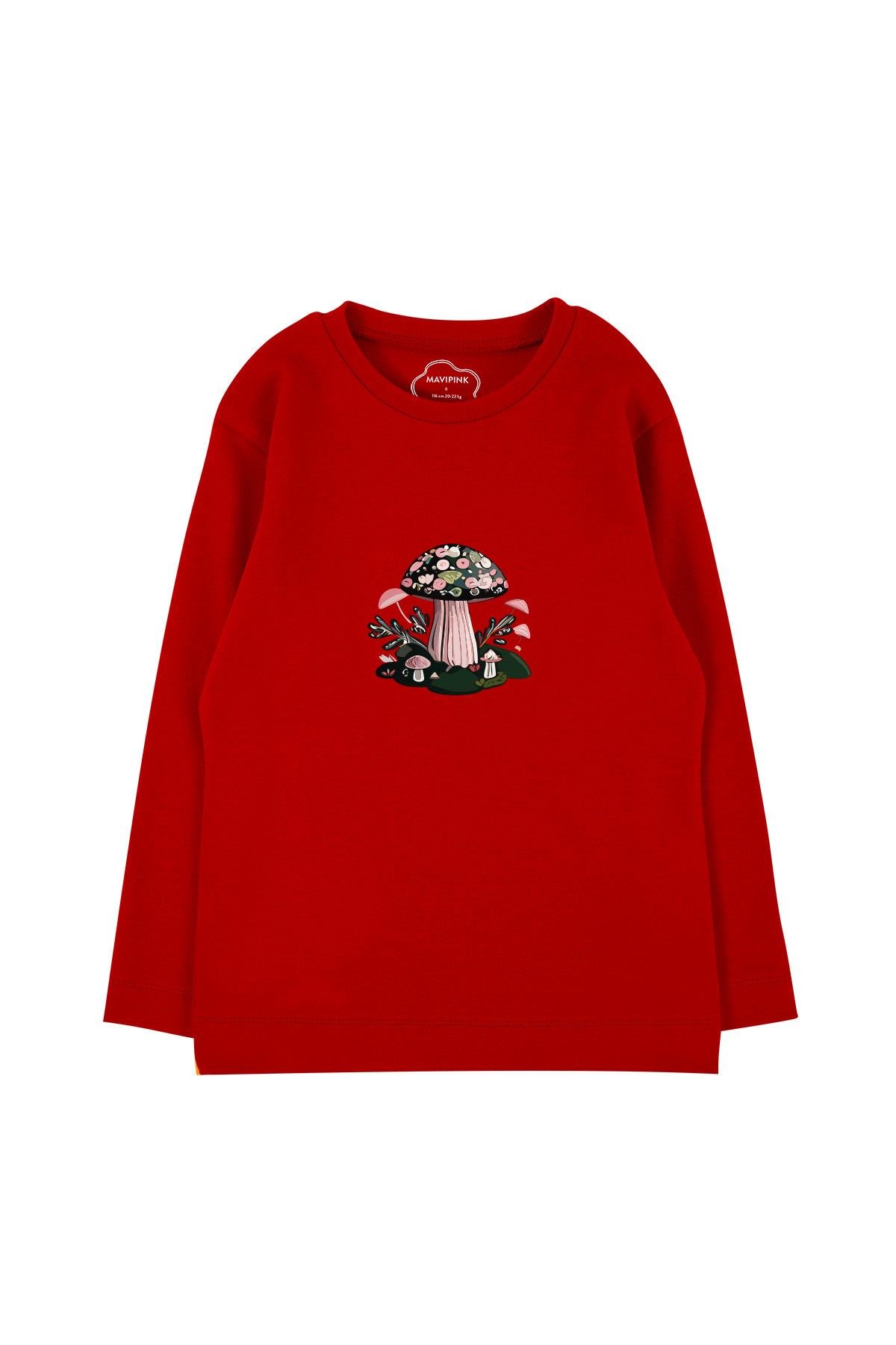 Mushroom Long Sleeve T-Shirt Red