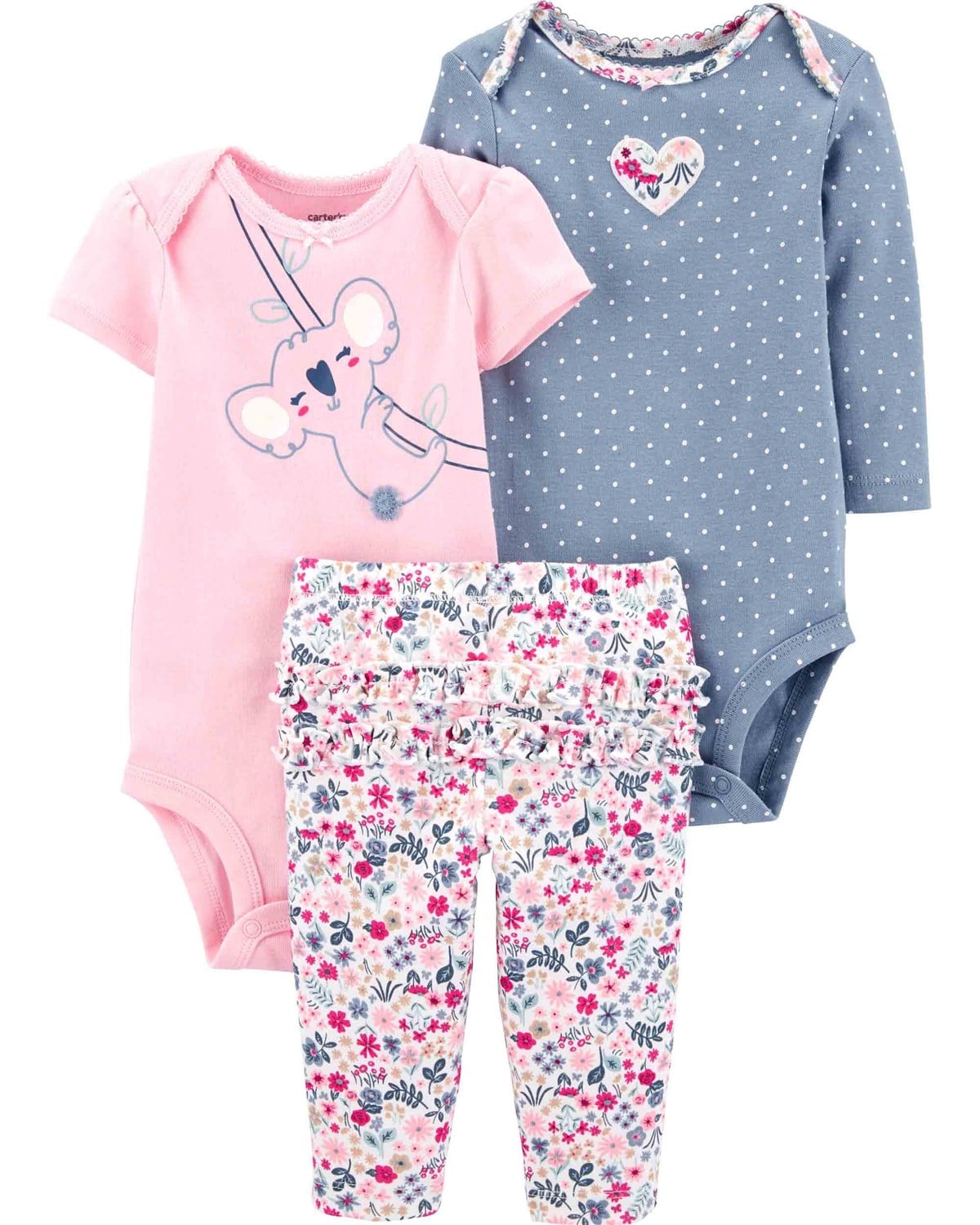 Kız Bebek 3'lü Lama &Çiçek Desenli Body ve Pantolon Set