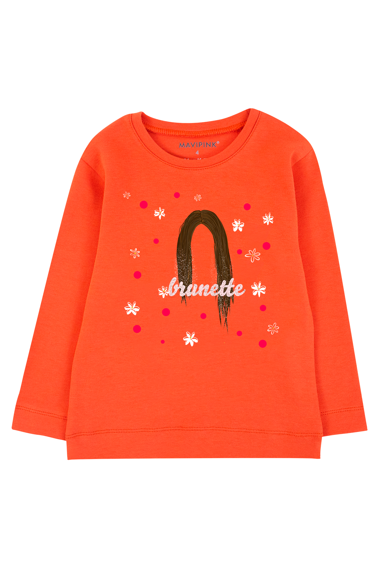 Mavipink 2101034 Kız Çocuk Brunette Uzun Kol T-Shirt Turuncu
